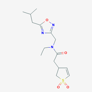molecular formula C15H23N3O4S B3806939 2-(1,1-dioxido-2,3-dihydro-3-thienyl)-N-ethyl-N-[(5-isobutyl-1,2,4-oxadiazol-3-yl)methyl]acetamide 
