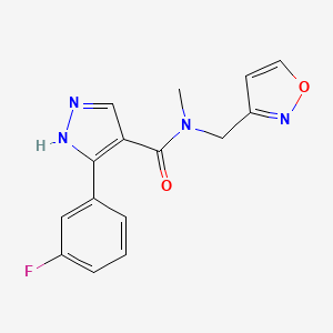 molecular formula C15H13FN4O2 B3806956 3-(3-fluorophenyl)-N-(3-isoxazolylmethyl)-N-methyl-1H-pyrazole-4-carboxamide 