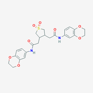 molecular formula C24H26N2O8S B380696 N-(2,3-dihydro-1,4-benzodioxin-6-yl)-2-{4-[2-(2,3-dihydro-1,4-benzodioxin-6-ylamino)-2-oxoethyl]-1,1-dioxidotetrahydro-3-thienyl}acetamide 