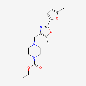 molecular formula C17H23N3O4 B3806966 ethyl 4-{[5-methyl-2-(5-methyl-2-furyl)-1,3-oxazol-4-yl]methyl}-1-piperazinecarboxylate 