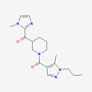 molecular formula C18H25N5O2 B3806968 (1-methyl-1H-imidazol-2-yl){1-[(5-methyl-1-propyl-1H-pyrazol-4-yl)carbonyl]piperidin-3-yl}methanone 