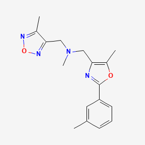 molecular formula C17H20N4O2 B3806976 N-methyl-1-[5-methyl-2-(3-methylphenyl)-1,3-oxazol-4-yl]-N-[(4-methyl-1,2,5-oxadiazol-3-yl)methyl]methanamine 