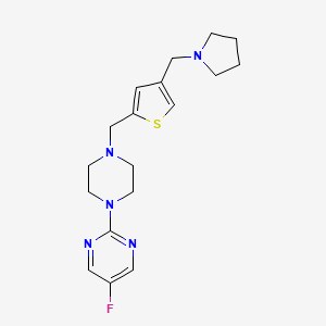 molecular formula C18H24FN5S B3806981 5-fluoro-2-(4-{[4-(pyrrolidin-1-ylmethyl)-2-thienyl]methyl}piperazin-1-yl)pyrimidine 