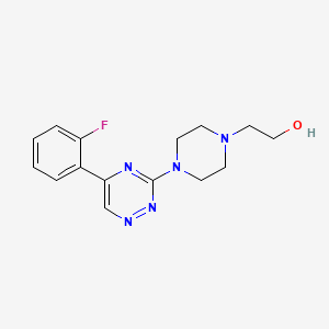 molecular formula C15H18FN5O B3806984 2-{4-[5-(2-fluorophenyl)-1,2,4-triazin-3-yl]-1-piperazinyl}ethanol 