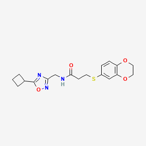 molecular formula C18H21N3O4S B3806986 N-[(5-cyclobutyl-1,2,4-oxadiazol-3-yl)methyl]-3-(2,3-dihydro-1,4-benzodioxin-6-ylthio)propanamide 