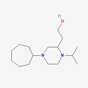 molecular formula C16H32N2O B3806988 2-(4-cycloheptyl-1-isopropyl-2-piperazinyl)ethanol 