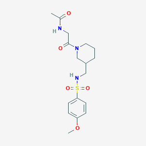 molecular formula C17H25N3O5S B3807011 N-{2-[3-({[(4-methoxyphenyl)sulfonyl]amino}methyl)-1-piperidinyl]-2-oxoethyl}acetamide 