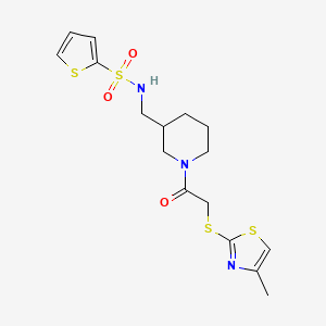 molecular formula C16H21N3O3S4 B3807025 N-[(1-{2-[(4-methyl-1,3-thiazol-2-yl)thio]acetyl}-3-piperidinyl)methyl]-2-thiophenesulfonamide 