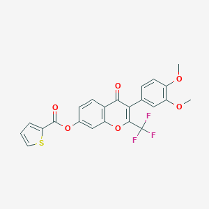 molecular formula C23H15F3O6S B380703 3-(3,4-dimethoxyphenyl)-4-oxo-2-(trifluoromethyl)-4H-chromen-7-yl 2-thiophenecarboxylate CAS No. 307534-95-8