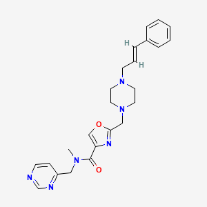 molecular formula C24H28N6O2 B3807042 N-methyl-2-({4-[(2E)-3-phenyl-2-propen-1-yl]-1-piperazinyl}methyl)-N-(4-pyrimidinylmethyl)-1,3-oxazole-4-carboxamide 