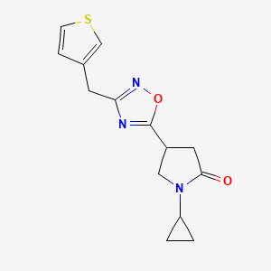 molecular formula C14H15N3O2S B3807063 1-cyclopropyl-4-[3-(3-thienylmethyl)-1,2,4-oxadiazol-5-yl]-2-pyrrolidinone 