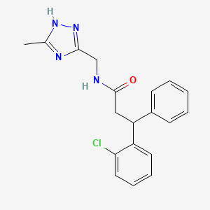 molecular formula C19H19ClN4O B3807069 3-(2-chlorophenyl)-N-[(5-methyl-4H-1,2,4-triazol-3-yl)methyl]-3-phenylpropanamide 