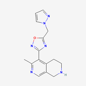 molecular formula C15H16N6O B3807085 6-methyl-5-[5-(1H-pyrazol-1-ylmethyl)-1,2,4-oxadiazol-3-yl]-1,2,3,4-tetrahydro-2,7-naphthyridine trifluoroacetate 