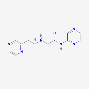 molecular formula C13H16N6O B3807090 2-[(1-methyl-2-pyrazin-2-ylethyl)amino]-N-pyrazin-2-ylacetamide 