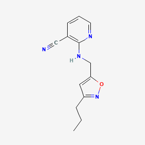 molecular formula C13H14N4O B3807098 2-{[(3-propyl-5-isoxazolyl)methyl]amino}nicotinonitrile 