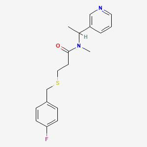 molecular formula C18H21FN2OS B3807106 3-[(4-fluorobenzyl)thio]-N-methyl-N-(1-pyridin-3-ylethyl)propanamide 