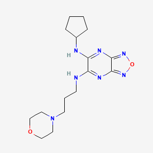 molecular formula C16H25N7O2 B3807116 N-cyclopentyl-N'-[3-(4-morpholinyl)propyl][1,2,5]oxadiazolo[3,4-b]pyrazine-5,6-diamine 