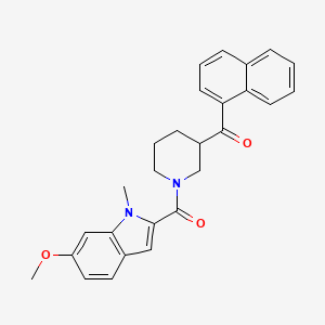 molecular formula C27H26N2O3 B3807118 {1-[(6-methoxy-1-methyl-1H-indol-2-yl)carbonyl]-3-piperidinyl}(1-naphthyl)methanone 
