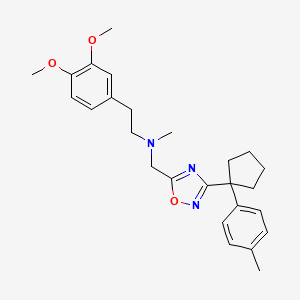 molecular formula C26H33N3O3 B3807119 2-(3,4-dimethoxyphenyl)-N-methyl-N-({3-[1-(4-methylphenyl)cyclopentyl]-1,2,4-oxadiazol-5-yl}methyl)ethanamine 