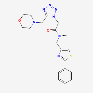 molecular formula C19H23N7O2S B3807134 N-methyl-2-[5-(4-morpholinylmethyl)-1H-tetrazol-1-yl]-N-[(2-phenyl-1,3-thiazol-4-yl)methyl]acetamide 