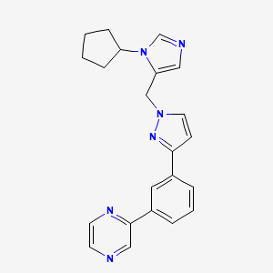 molecular formula C22H22N6 B3807166 2-(3-{1-[(1-cyclopentyl-1H-imidazol-5-yl)methyl]-1H-pyrazol-3-yl}phenyl)pyrazine 
