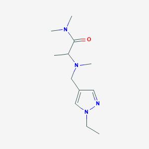 molecular formula C12H22N4O B3807202 2-[[(1-ethyl-1H-pyrazol-4-yl)methyl](methyl)amino]-N,N-dimethylpropanamide 