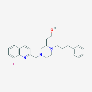 molecular formula C25H30FN3O B3807217 2-[4-[(8-fluoro-2-quinolinyl)methyl]-1-(3-phenylpropyl)-2-piperazinyl]ethanol 