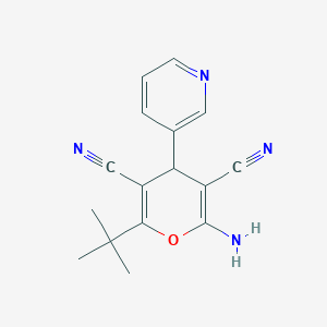 molecular formula C16H16N4O B380722 2-amino-6-tert-butyl-4-pyridin-3-yl-4H-pyran-3,5-dicarbonitrile 