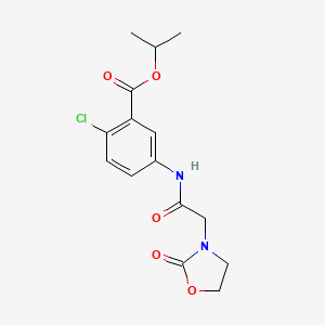 molecular formula C15H17ClN2O5 B3807229 isopropyl 2-chloro-5-{[(2-oxo-1,3-oxazolidin-3-yl)acetyl]amino}benzoate 