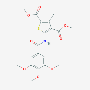 molecular formula C19H21NO8S B380727 Dimethyl 3-methyl-5-[(3,4,5-trimethoxybenzoyl)amino]-2,4-thiophenedicarboxylate CAS No. 379248-30-3