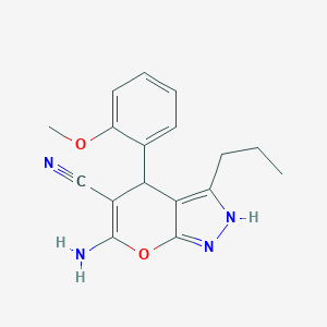 molecular formula C17H18N4O2 B380728 6-氨基-4-(2-甲氧苯基)-3-丙基-2,4-二氢吡喃并[2,3-c]吡唑-5-甲腈 