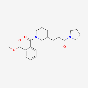 molecular formula C21H28N2O4 B3807280 methyl 2-({3-[3-oxo-3-(1-pyrrolidinyl)propyl]-1-piperidinyl}carbonyl)benzoate 