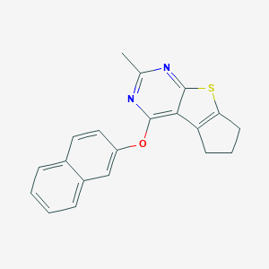 molecular formula C20H16N2OS B380729 2-ME-6,7-Dihydro-5H-cyclopenta(4,5)thieno(2,3-D)pyrimidin-4-YL 2-naphthyl ether 