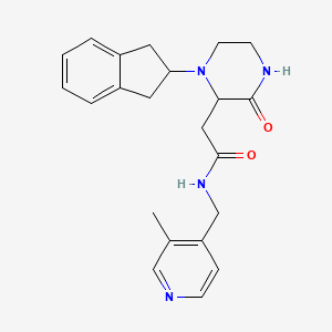 molecular formula C22H26N4O2 B3807292 2-[1-(2,3-dihydro-1H-inden-2-yl)-3-oxo-2-piperazinyl]-N-[(3-methyl-4-pyridinyl)methyl]acetamide 