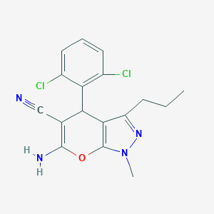 molecular formula C17H16Cl2N4O B380731 6-Amino-4-(2,6-dichlorophenyl)-1-methyl-3-propyl-1,4-dihydropyrano[2,3-c]pyrazole-5-carbonitrile 