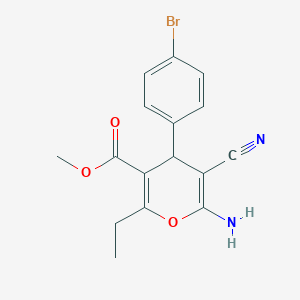 molecular formula C16H15BrN2O3 B380733 methyl 6-amino-4-(4-bromophenyl)-5-cyano-2-ethyl-4H-pyran-3-carboxylate 
