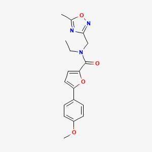 molecular formula C18H19N3O4 B3807347 N-ethyl-5-(4-methoxyphenyl)-N-[(5-methyl-1,2,4-oxadiazol-3-yl)methyl]-2-furamide 