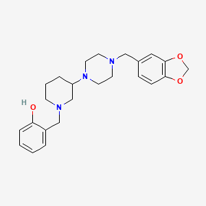 molecular formula C24H31N3O3 B3807350 2-({3-[4-(1,3-benzodioxol-5-ylmethyl)-1-piperazinyl]-1-piperidinyl}methyl)phenol 