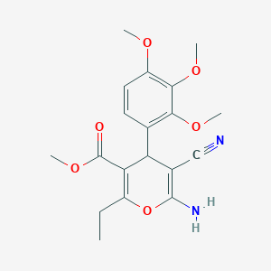 molecular formula C19H22N2O6 B380737 methyl 6-amino-5-cyano-2-ethyl-4-(2,3,4-trimethoxyphenyl)-4H-pyran-3-carboxylate 