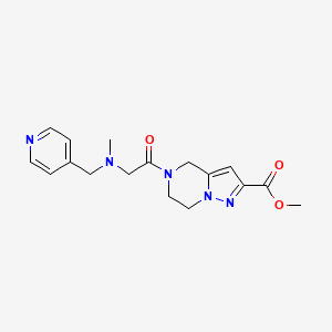 molecular formula C17H21N5O3 B3807373 methyl 5-{[methyl(pyridin-4-ylmethyl)amino]acetyl}-4,5,6,7-tetrahydropyrazolo[1,5-a]pyrazine-2-carboxylate 