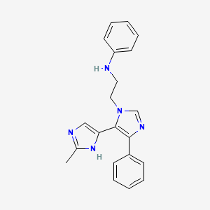 molecular formula C21H21N5 B3807381 N-[2-(2-methyl-5'-phenyl-1H,3'H-4,4'-biimidazol-3'-yl)ethyl]aniline 