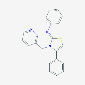 molecular formula C21H17N3S B380740 N-[(2E)-4-phenyl-3-(pyridin-3-ylmethyl)-1,3-thiazol-2(3H)-ylidene]aniline CAS No. 381171-69-3