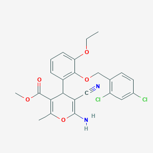molecular formula C24H22Cl2N2O5 B380741 methyl 6-amino-5-cyano-4-{2-[(2,4-dichlorobenzyl)oxy]-3-ethoxyphenyl}-2-methyl-4H-pyran-3-carboxylate 