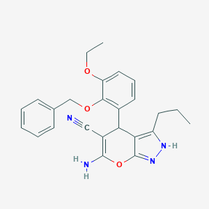 molecular formula C25H26N4O3 B380742 6-Amino-4-[2-(benzyloxy)-3-ethoxyphenyl]-3-propyl-1,4-dihydropyrano[2,3-c]pyrazole-5-carbonitrile 