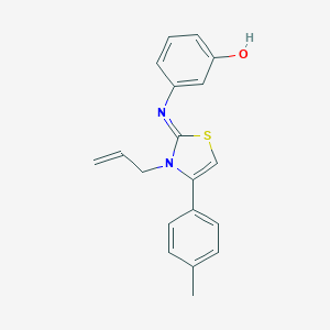 molecular formula C19H18N2OS B380743 3-[(3-allyl-4-(4-methylphenyl)-1,3-thiazol-2(3H)-ylidene)amino]phenol 