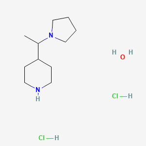 molecular formula C11H26Cl2N2O B3807469 4-[1-(1-pyrrolidinyl)ethyl]piperidine dihydrochloride hydrate 