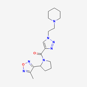 molecular formula C17H25N7O2 B3807475 1-[2-(4-{[2-(4-methyl-1,2,5-oxadiazol-3-yl)-1-pyrrolidinyl]carbonyl}-1H-1,2,3-triazol-1-yl)ethyl]piperidine 