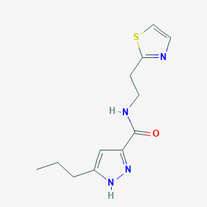 molecular formula C12H16N4OS B3807495 3-propyl-N-[2-(1,3-thiazol-2-yl)ethyl]-1H-pyrazole-5-carboxamide 