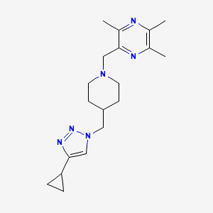 molecular formula C19H28N6 B3807511 2-({4-[(4-cyclopropyl-1H-1,2,3-triazol-1-yl)methyl]-1-piperidinyl}methyl)-3,5,6-trimethylpyrazine trifluoroacetate 