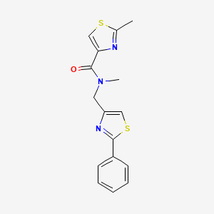 molecular formula C16H15N3OS2 B3807559 N,2-dimethyl-N-[(2-phenyl-1,3-thiazol-4-yl)methyl]-1,3-thiazole-4-carboxamide 